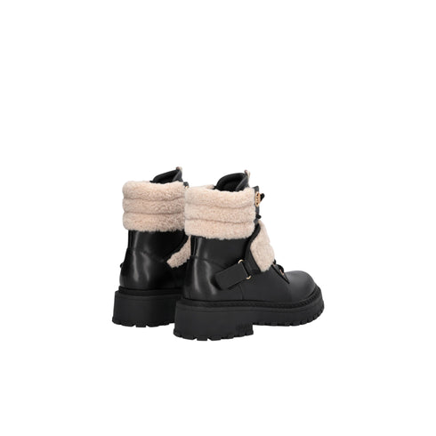 Stivaletto Donna con tomaia in pelle e pelliccia sintetica, dotato di chiusura con velcro